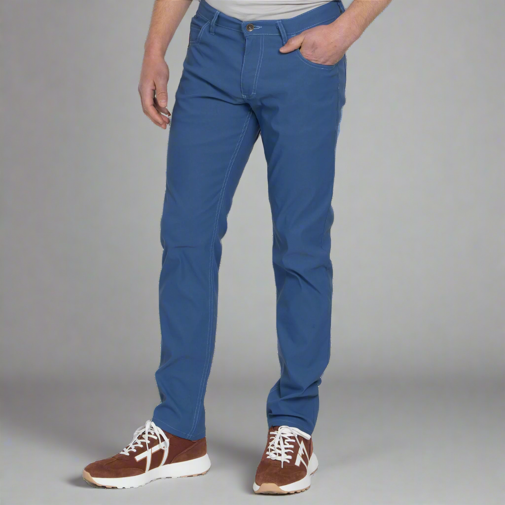 Light blue Tailored Fit Technical jeans shown flat from the front with five-pocket styling.