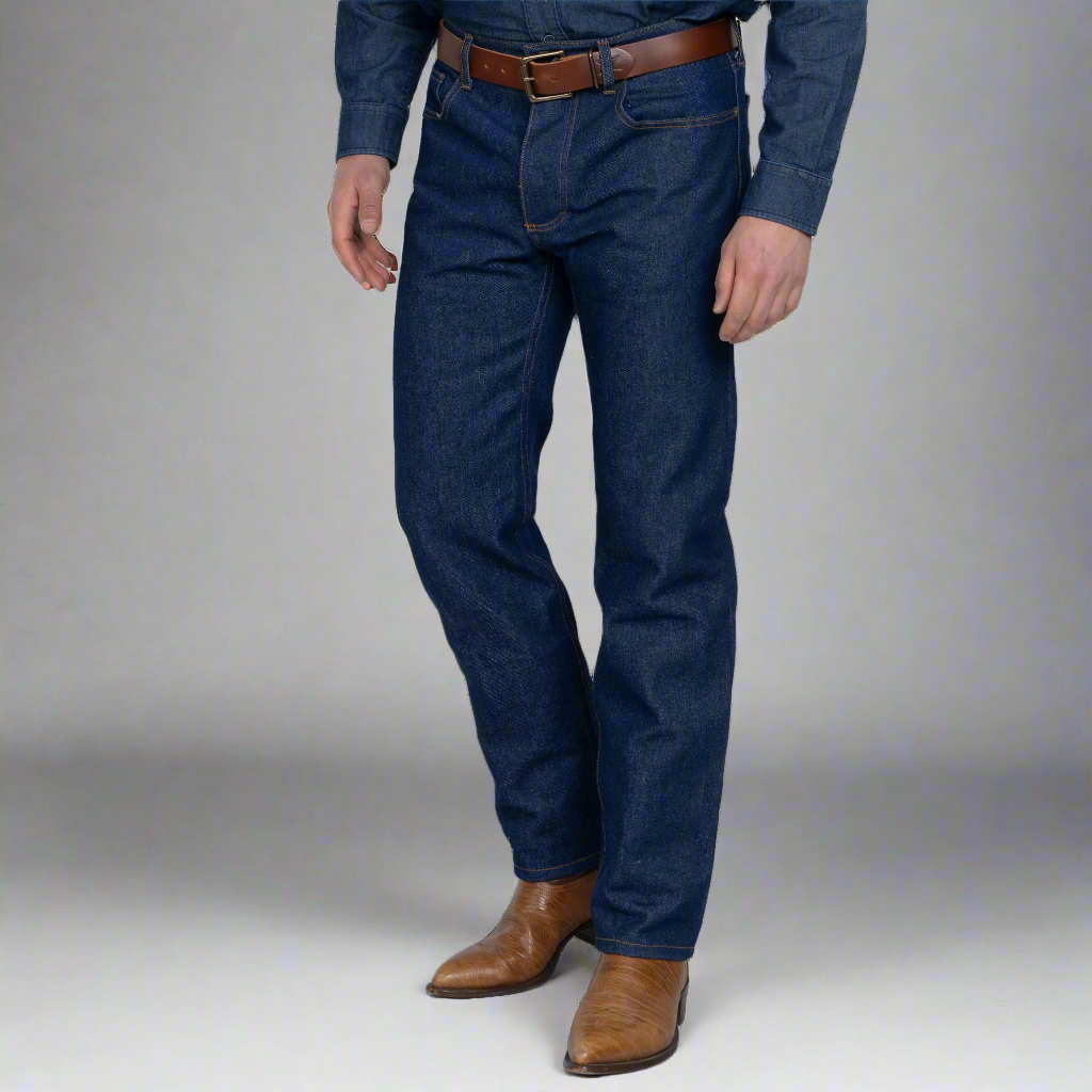 Detail of 14oz indigo cotton denim fabric