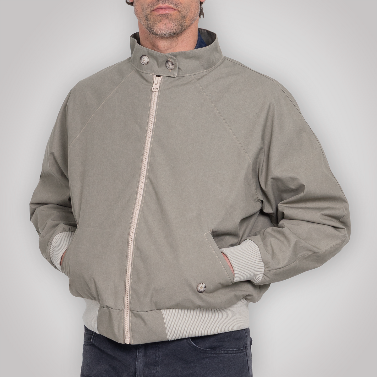 Harrington Jacket - Pewter Cream