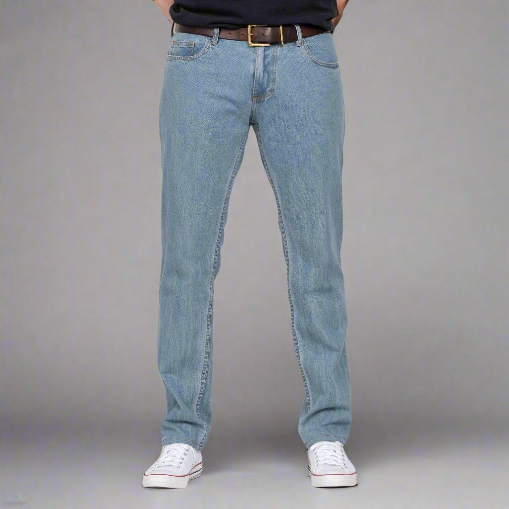 Side view showing the medium rise and taper below the knee