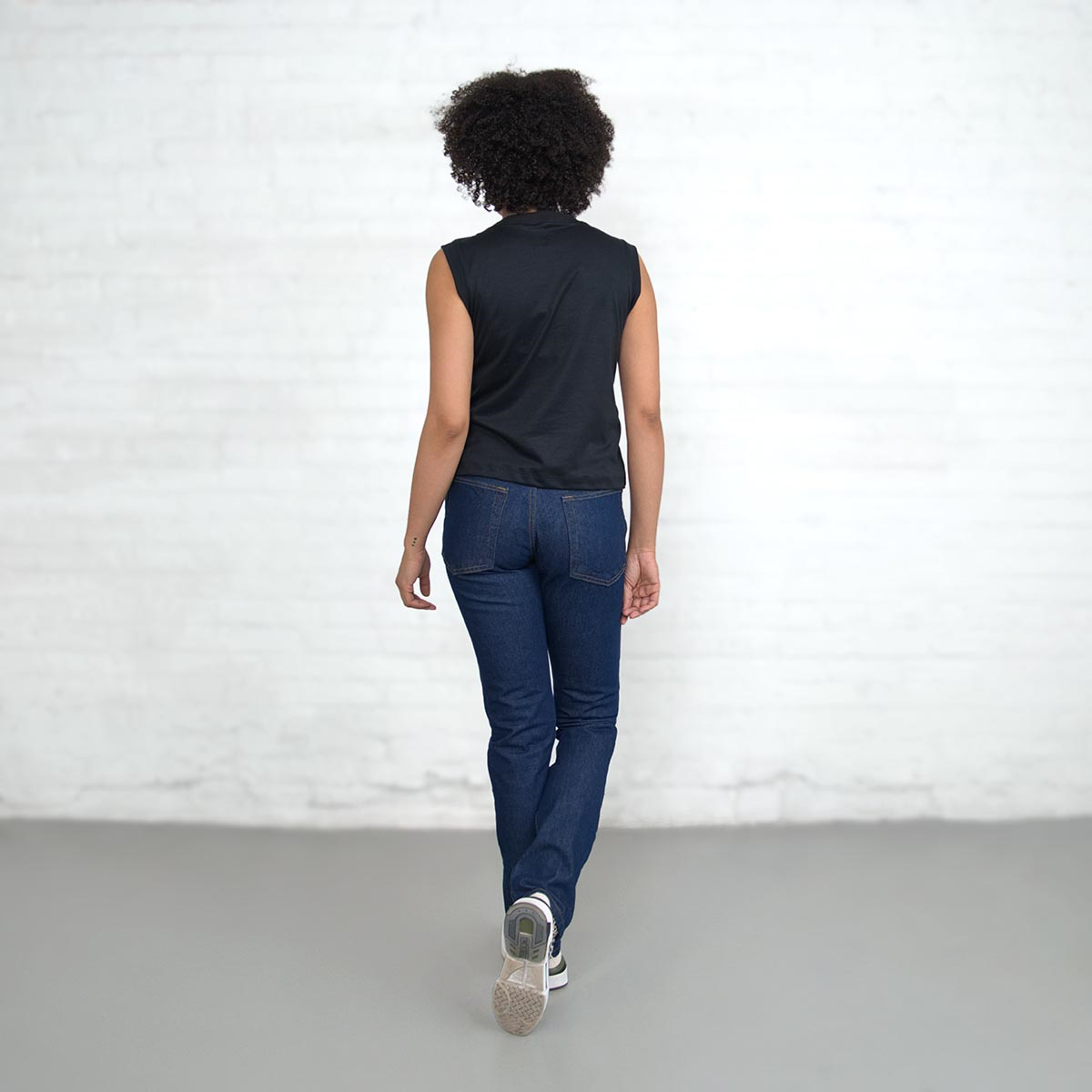 Close-up of the fine gauge interlock knit fabric in black