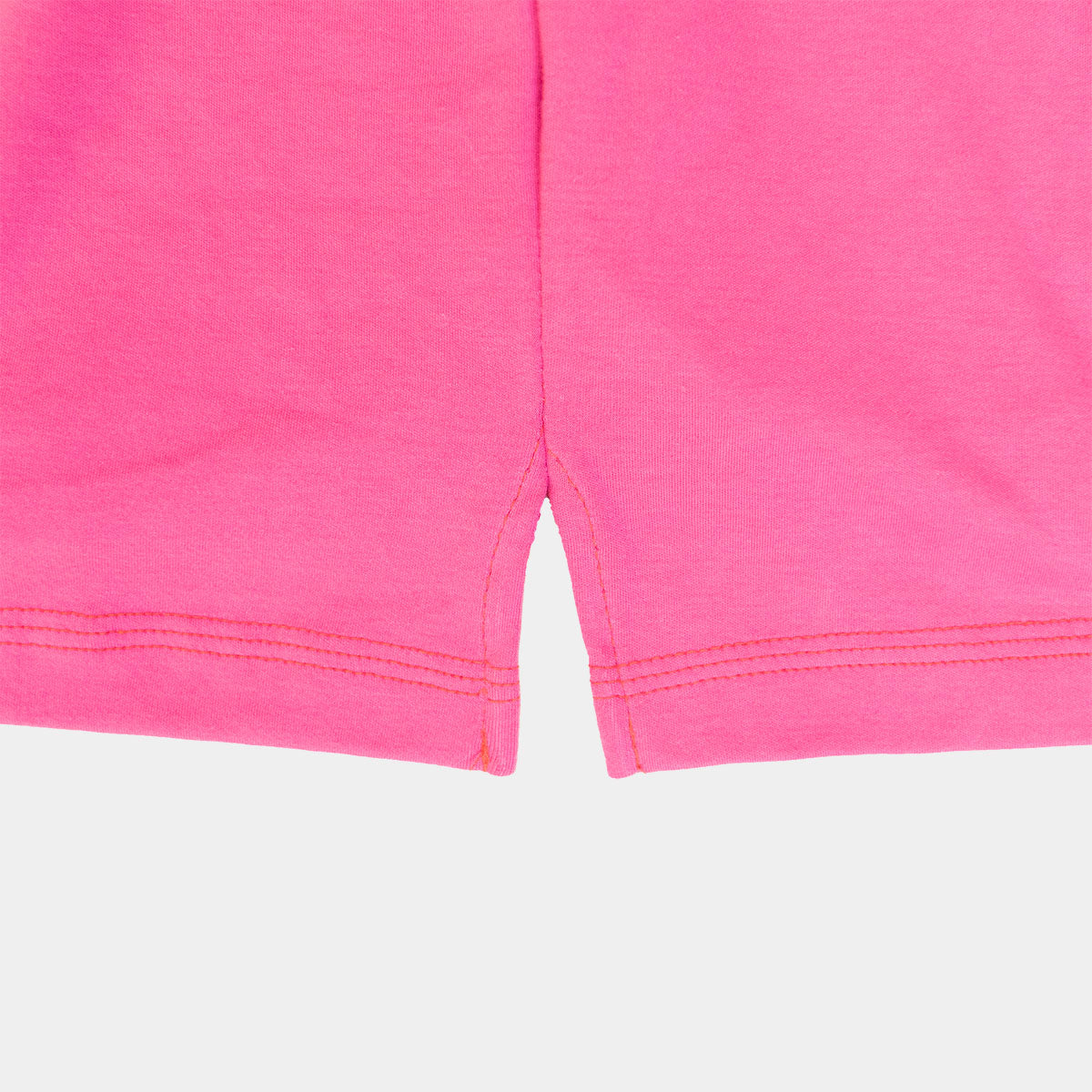 Magenta pocket t-shirt shown on a model, side