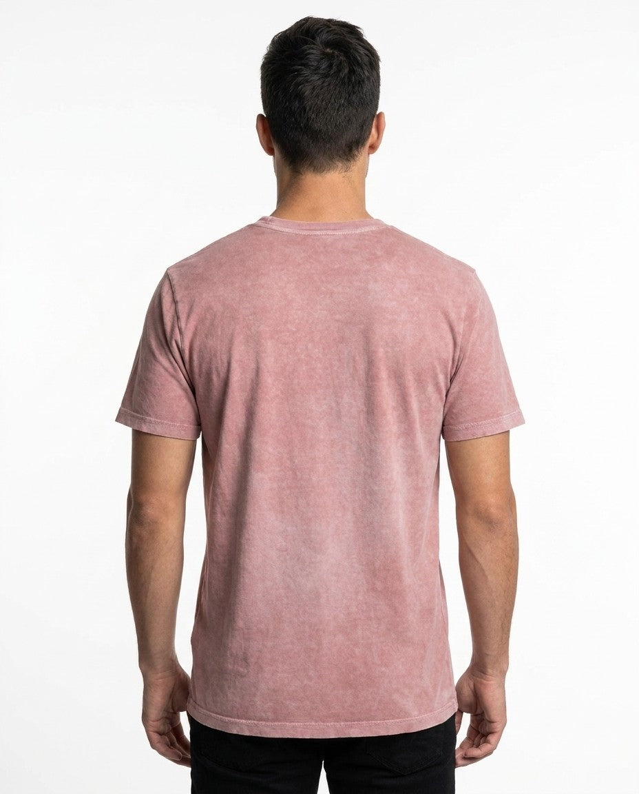 Back view of the fig cotton t-shirt worn.