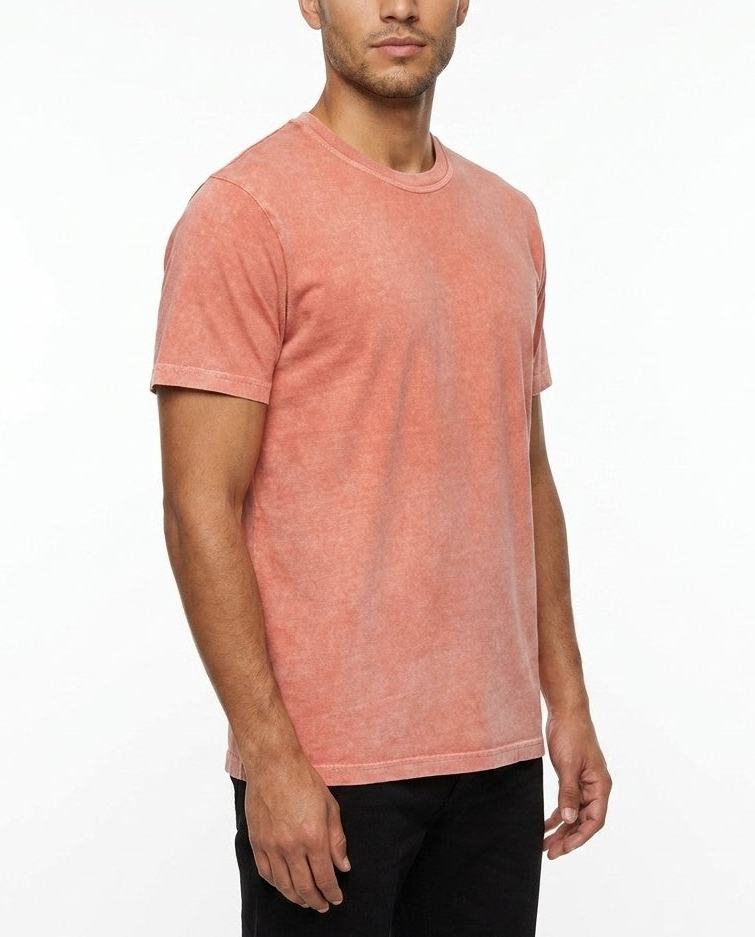 Back view of the madder root cotton t-shirt, showing shoulder seams and hem.