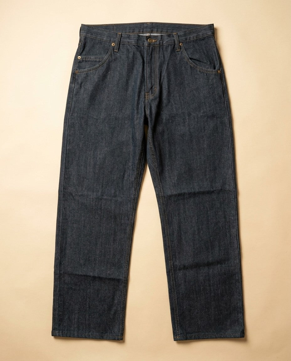 Straight 19 men's jeans in Moon Creek wash, front view showing straight leg and 19 inch hem opening.