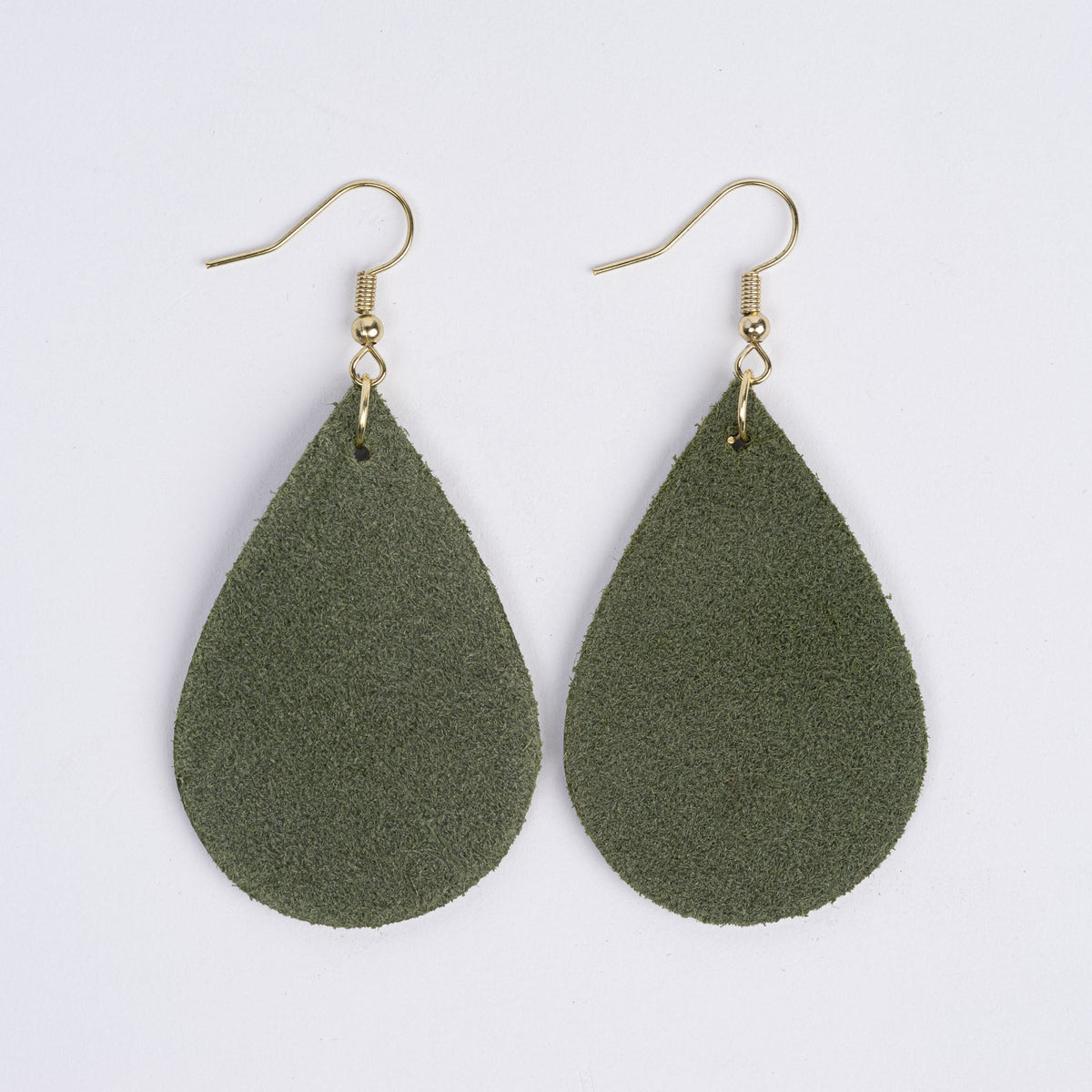 Color:Olive Horween Leather Earrings