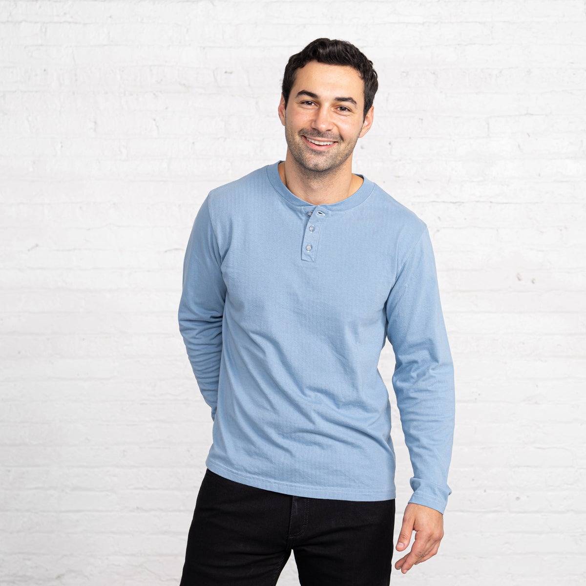 Regular Color:Light Blue Combed Cotton Henleys Mens’s Henleys