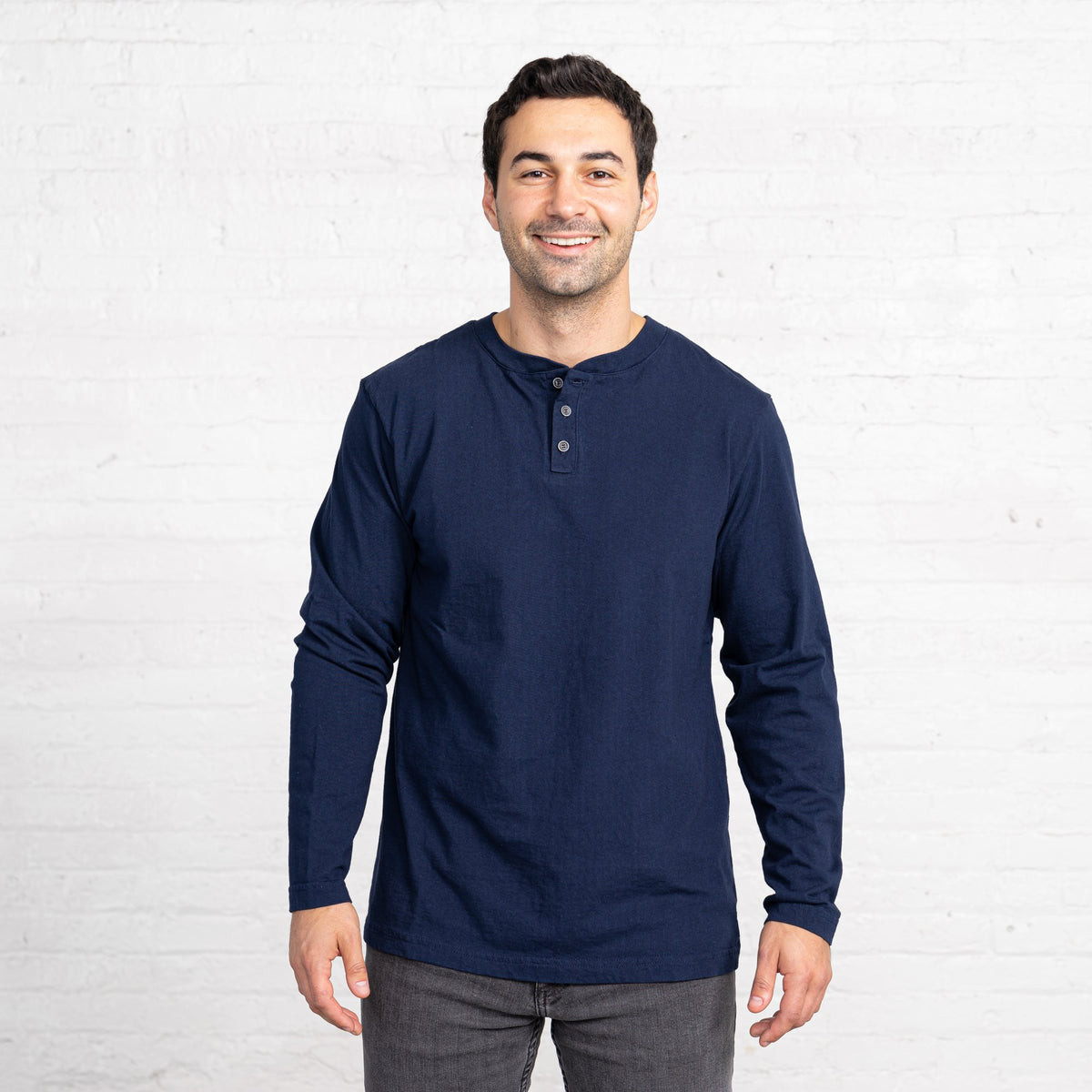 Regular Color:Navy Combed Cotton Henleys Mens’s Henleys