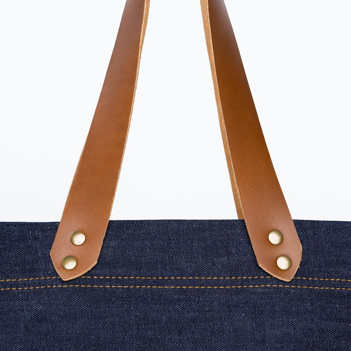 Color:Light Brown Denim Horween Leather Tote Bag