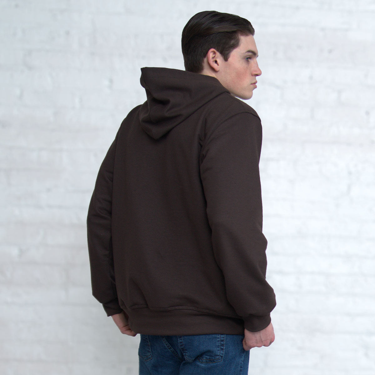 Horween leather patch on the Spring Hoodie