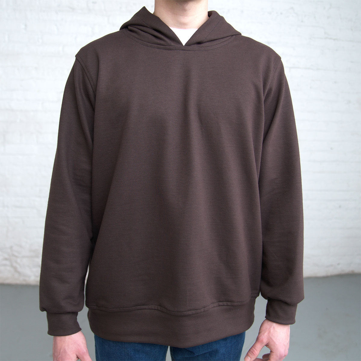 Hood and neckline detail on the Spring Hoodie