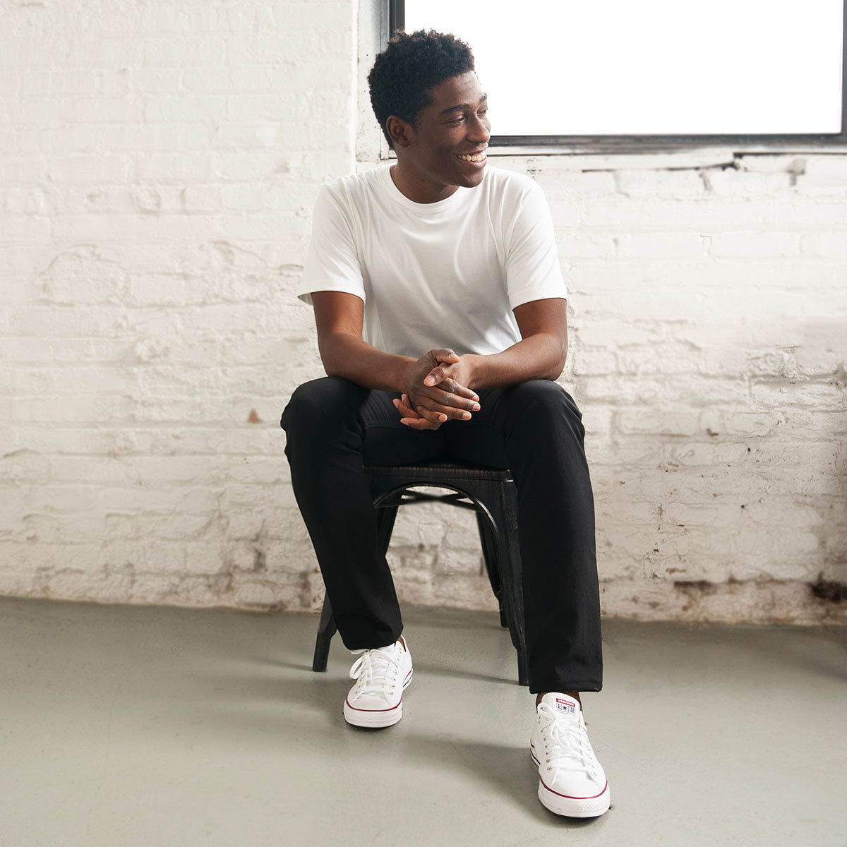 Black technical pants hem and leg opening detail