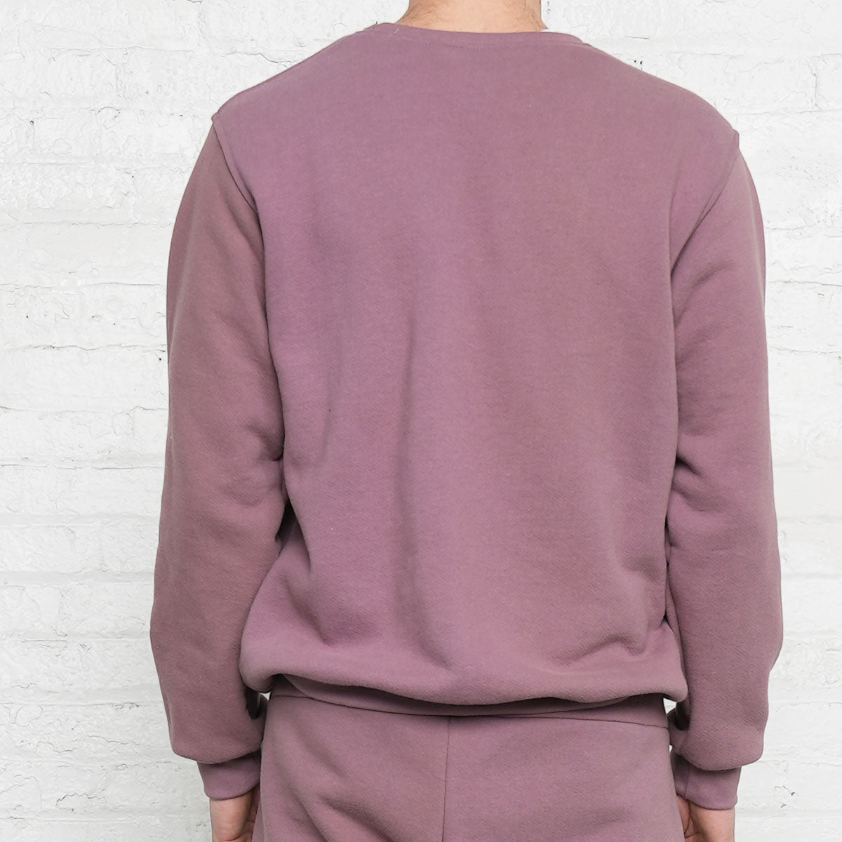 Back view of the rose taupe crew neck sweatshirt