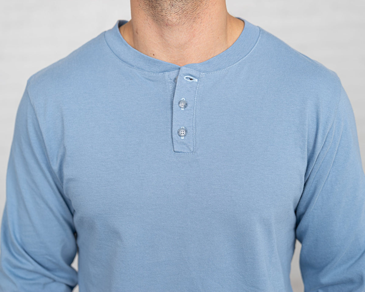 Classic Color:Light Blue Combed Cotton Henleys Mens’s Henleys