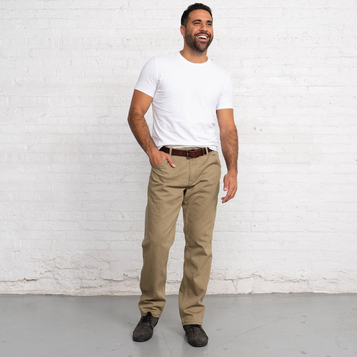 Relaxed Fit Khaki Stretch Denim New